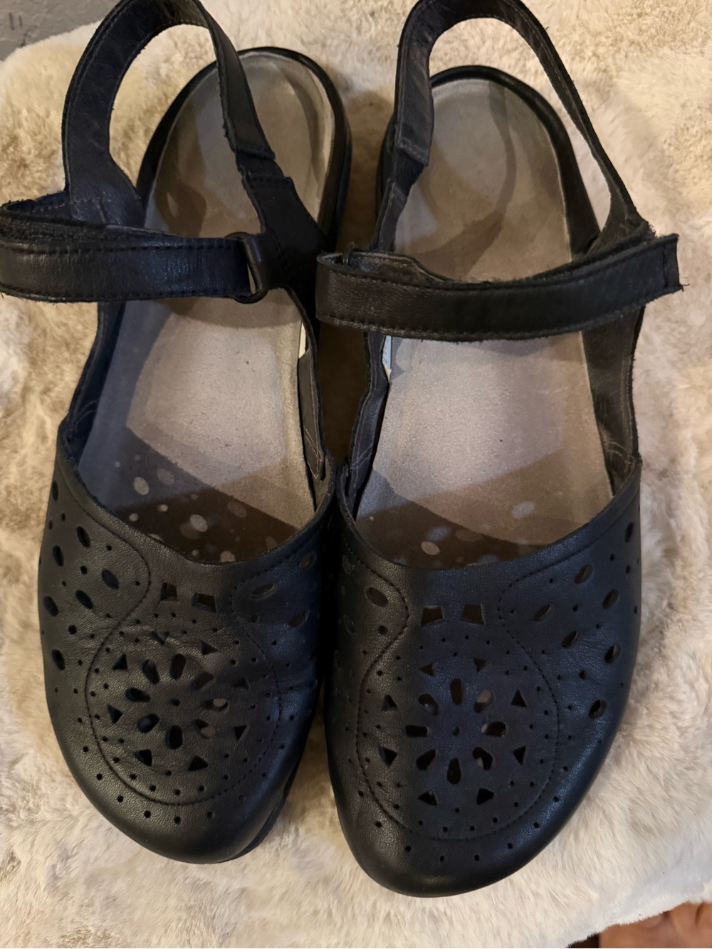 Naot Black Perforated Slingback Clogs